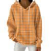 Women's Fashion Casual Plaid Print Pullover Long-Sleeve Hooded Sweatshirt