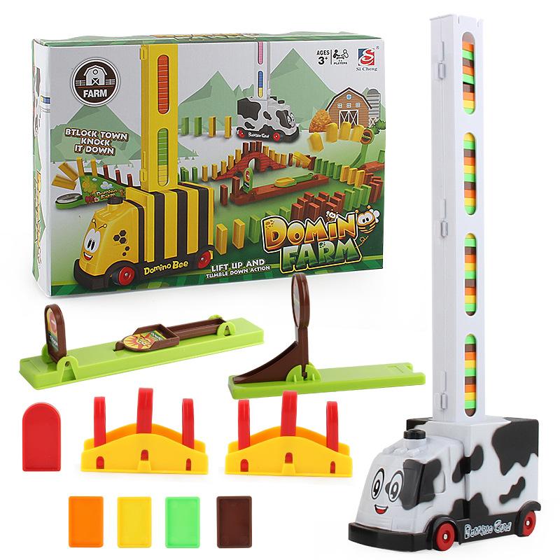 Domino Car Electric Small Train Head With Sound And Light Automatic Licensing Children'S Educational Desktop Toys