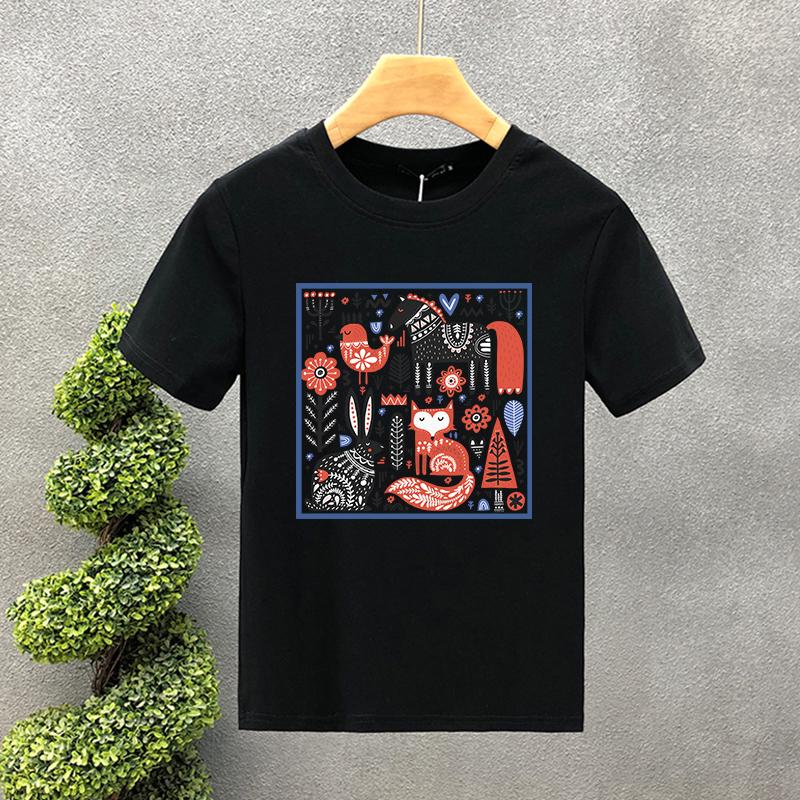 2023 Hot Korea Style Luxury Brand Tshirt 100%Cotton Hand Painted Zoo Printed Tees Summer Harajuku Women Short Sleeve T-shirt