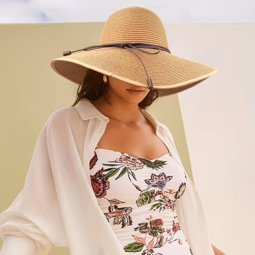UV Protection Straw Hat Wide Brim Beach Hat New Sun Hat Ladies Women
