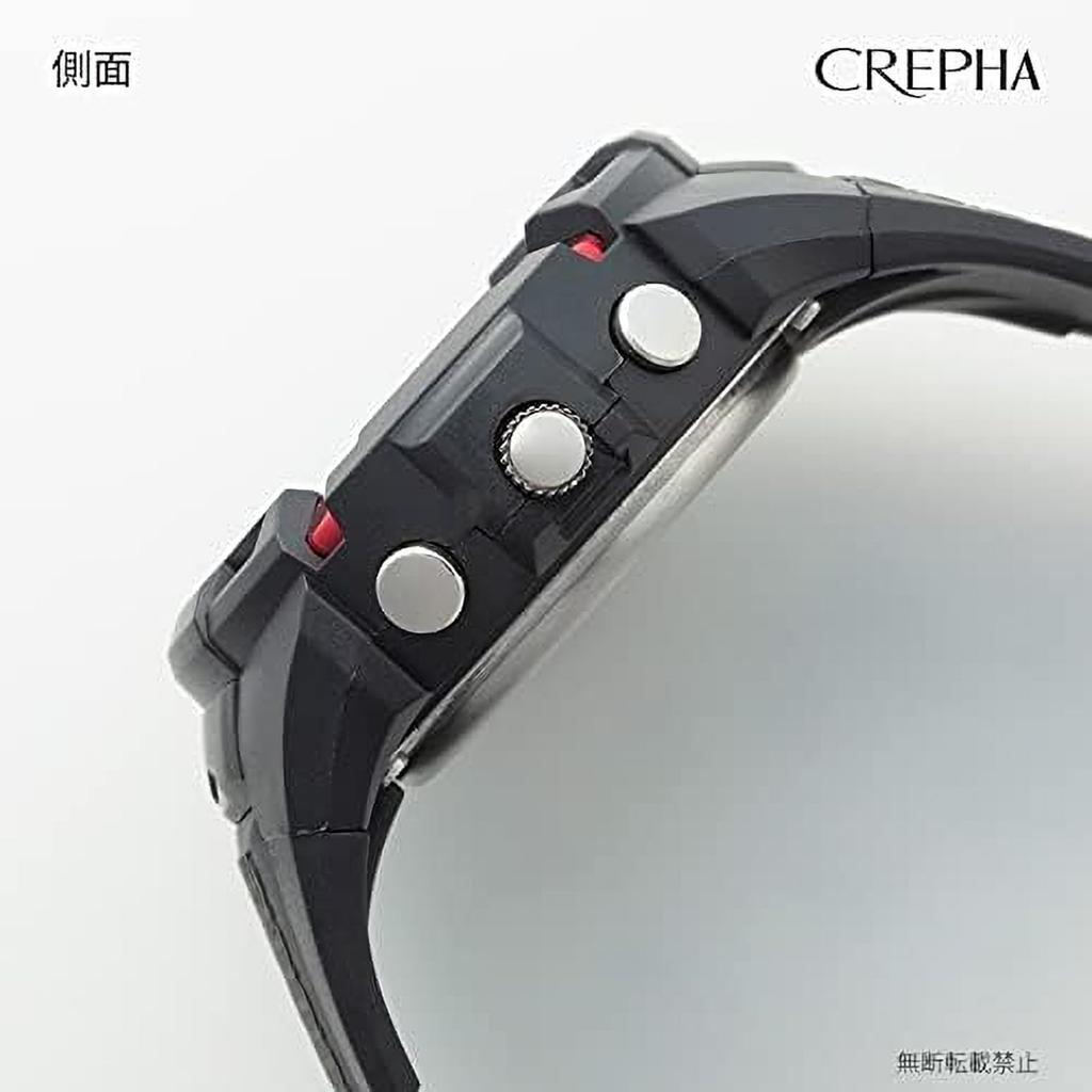 CREPHA Men's Digital-Analog Watch, Waterproof, Stopwatch, Urethane Strap, Black, TS-AD251-RD