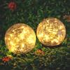 Solar Garden LED Glass Globe Lights, Cracked Glass Decorative Lights, Outdoor Waterproof, For Patio Lawn Gazebo Tabletop Holiday Event Decoration