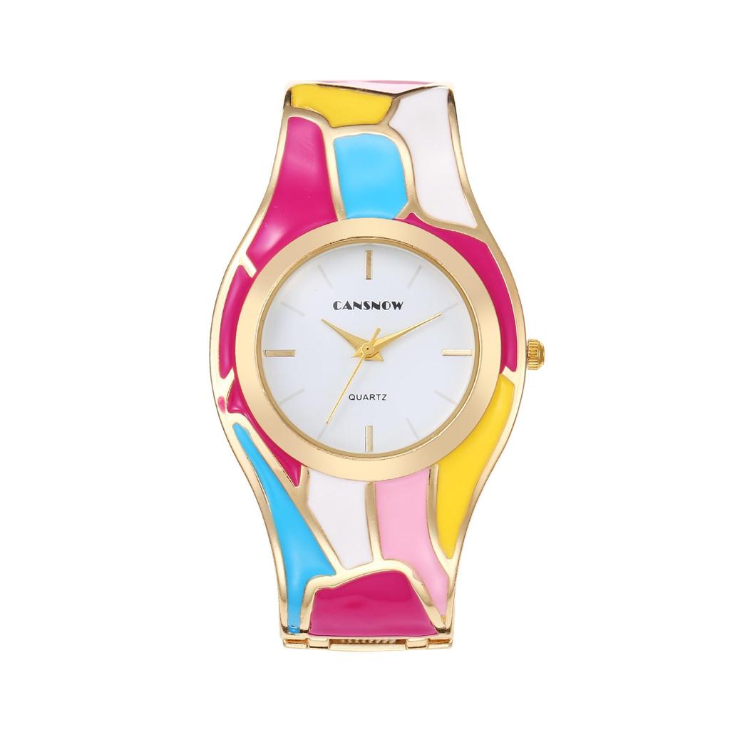 Женские часы-браслет в стиле ретро, с радужным кварцем и случайным цветом, с масляной эмалью. Элегантные женские часы.