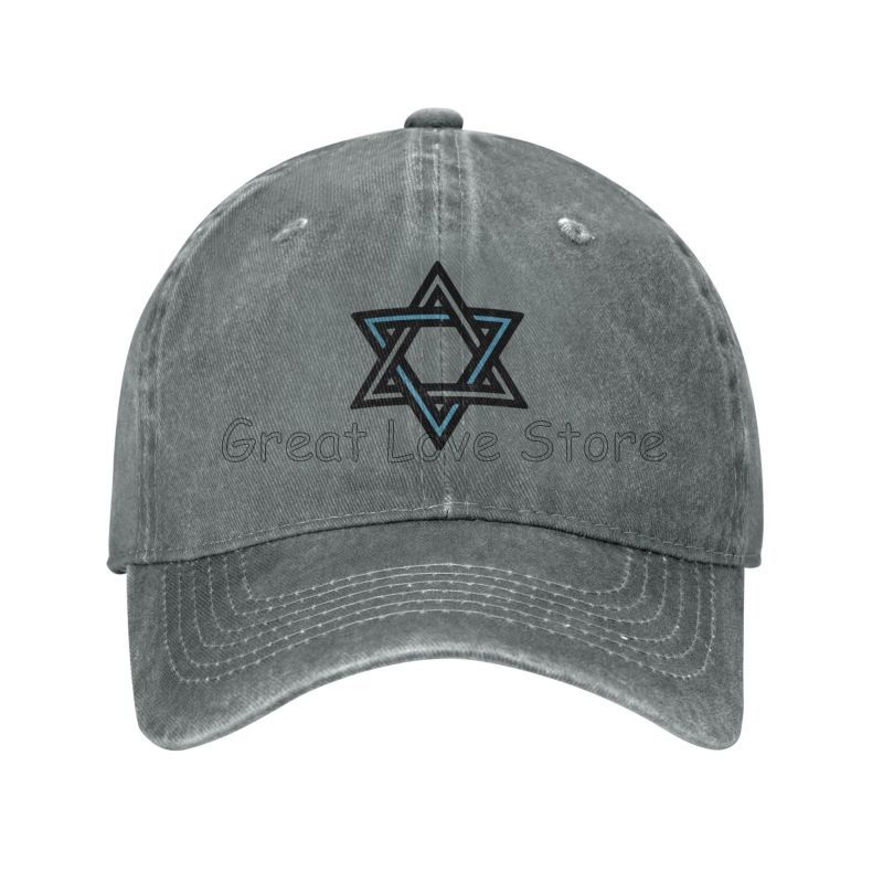 Star of David Unisex Women Baseball Caps Distressed Washed Cotton Hat Vintage Outdoor All Seasons Travel Adjustable Fit Sun Cap