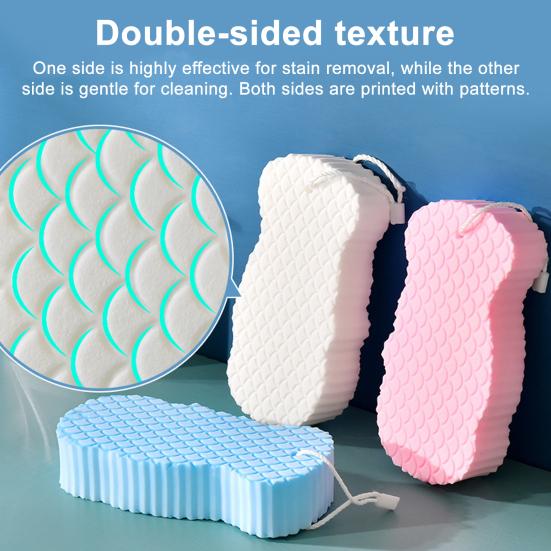 2Pcs Super Soft Exfoliating Bath Sponge Three-dimensional Bathing Sponge with Lanyard 3D Super Soft Exfoliating Body Scrubber