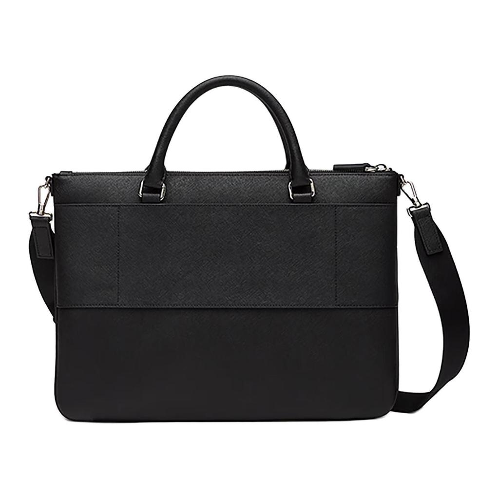 Bally Design Zipper Closure Leather Briefcase Men briefcase Black 6301126