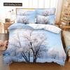 Комплект пододеяльника Tree Стиль Снежная Зима Красивый Пейзаж 3D Принт Полиэстер Пододеяльник Королевский Размер Квин Полный Размер Для Мальчика