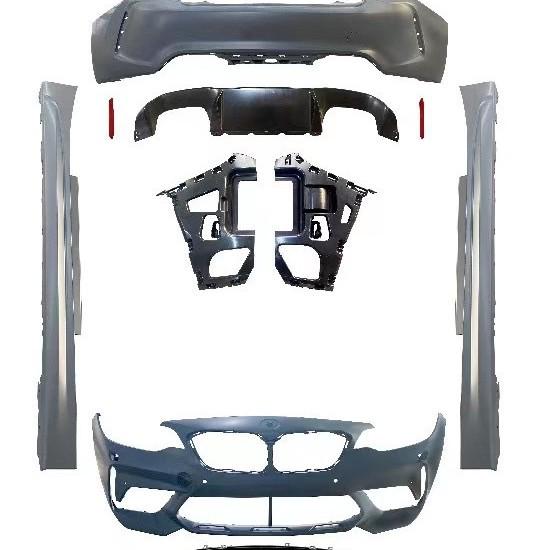 For BMW 2 Series: Modified Wide Body Kit with M2C Front/Rear Bumpers, Side Skirts, Exhaust, and Grille.