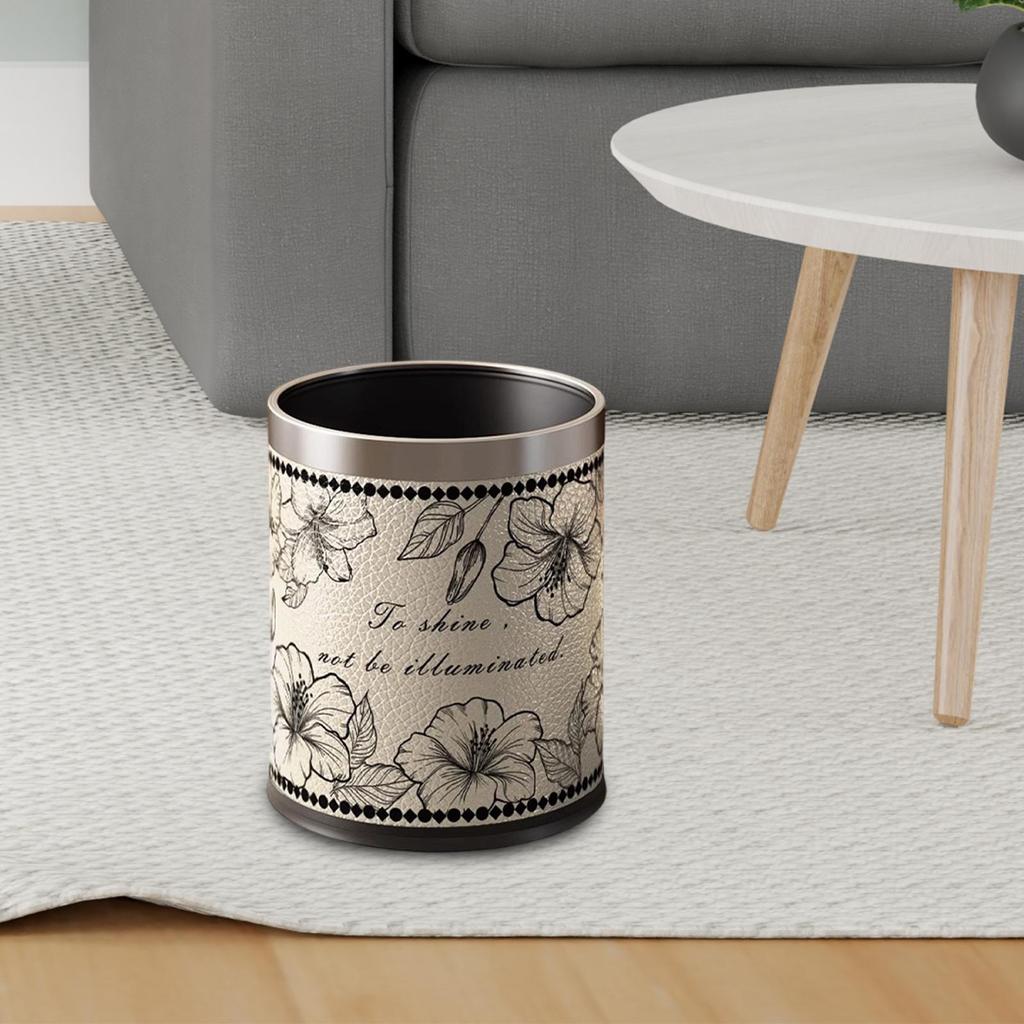 Round Trash Can Versatile Stylish Wastebasket for Living Room Bedroom Indoor