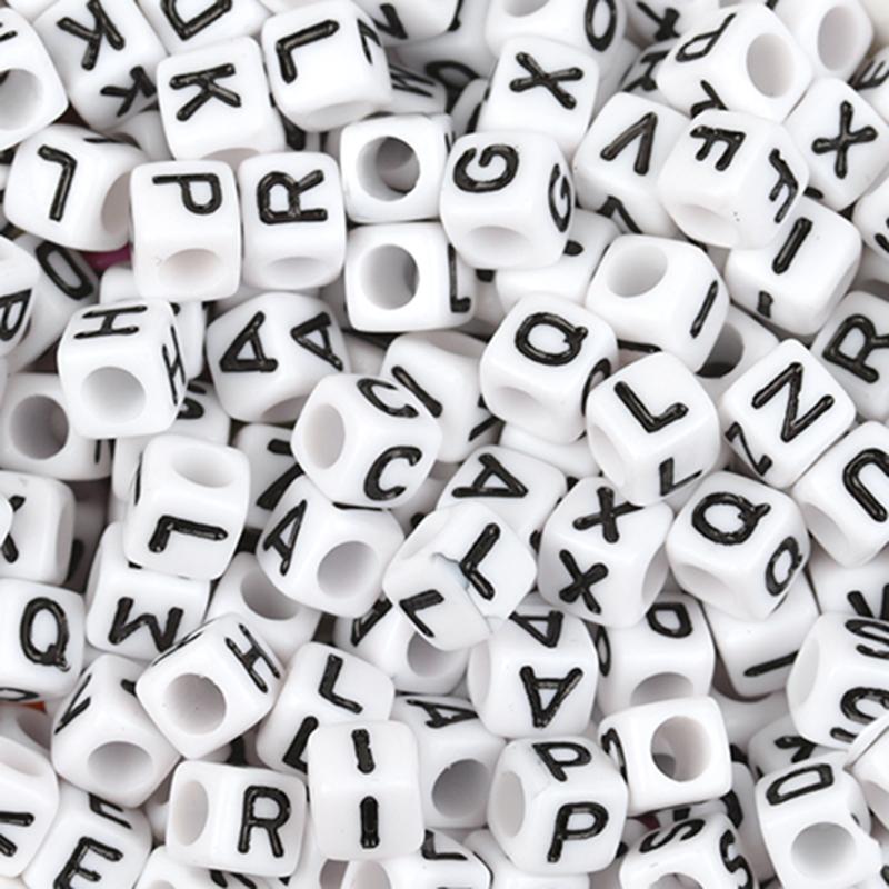 100Pcs/Lot Trendy Acrylic Square Alphabet Beads Large Hole Letter Loose Spacer Bead Jewelry Handmade Bracelet Making Supplies