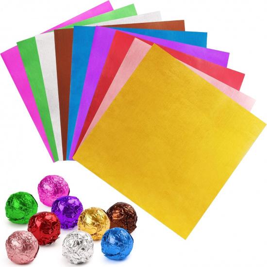 LotFancy Фольгированные обертки для конфет и шоколада, 10x10 см, 900 шт. Алюминиевая бумага для обертки конфет, Квадратные цветные листы фольги для DIY домашних конфет