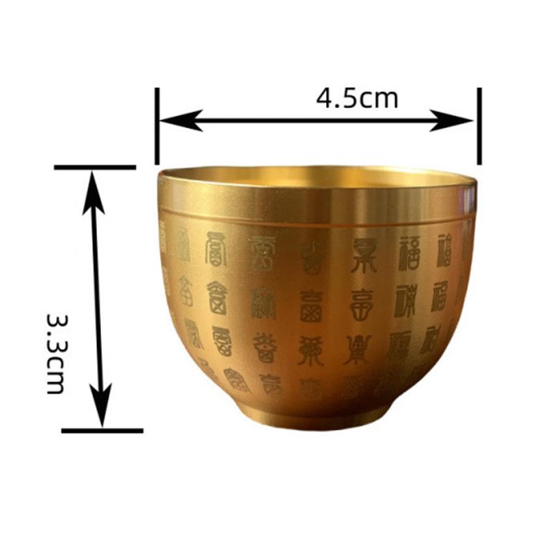 Gold Feng Shui Hundred Blessings Bowl Fine Workmanship Meaningful Gifts Copper Materials Exquisite Mini Living Room Decoration