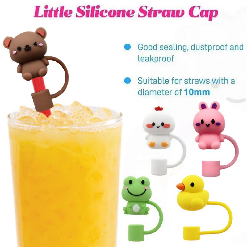 Straw Toppers For Tumblers Portable Straw Caps 3D Cute Animal Decorations Stopper Protector Topper For Women Water Adults Kids