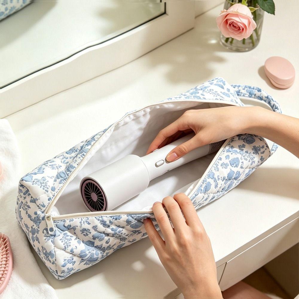 Large Capacity Hair Dryer Storage Bag Quilting Cotton Hair Air Wrap Dryer Case Travel Use
