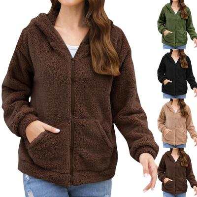 Женское модное повседневное толстое плюшевое пальто с капюшоном