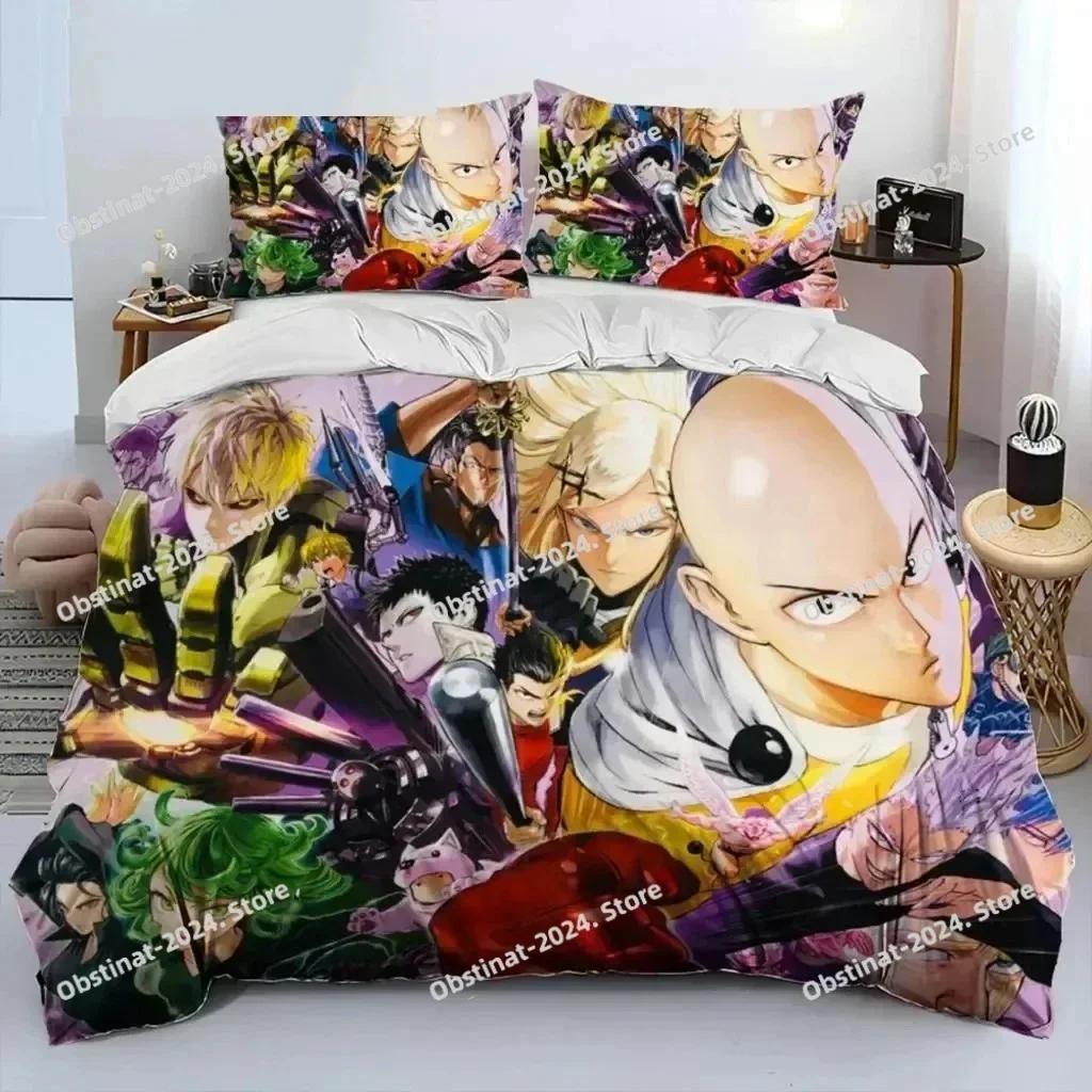 Аниме One-Punch Man Сайтама Комплект постельного белья Печатное одеяло Подушка Наволочка 3 предмета Комплекты Детский Взрослый Размер