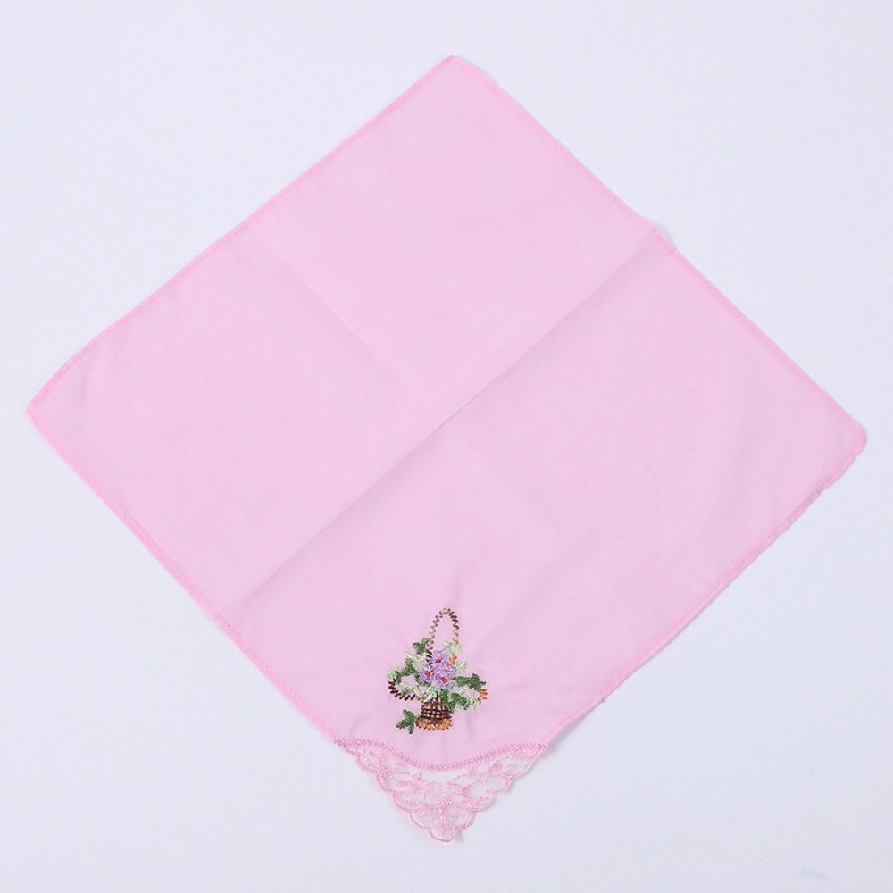 Soft Embroidered Floral Cloth Reusable Hankies Fabrics Elegant Lace Flower Hanky  For Women