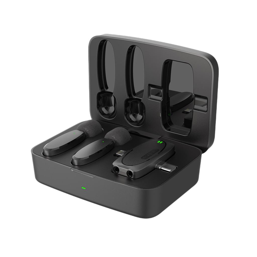 One-Trigger-Two 2.4G Wireless Microphone System Clip-on Microphone for Phone Omnidirectional Mini