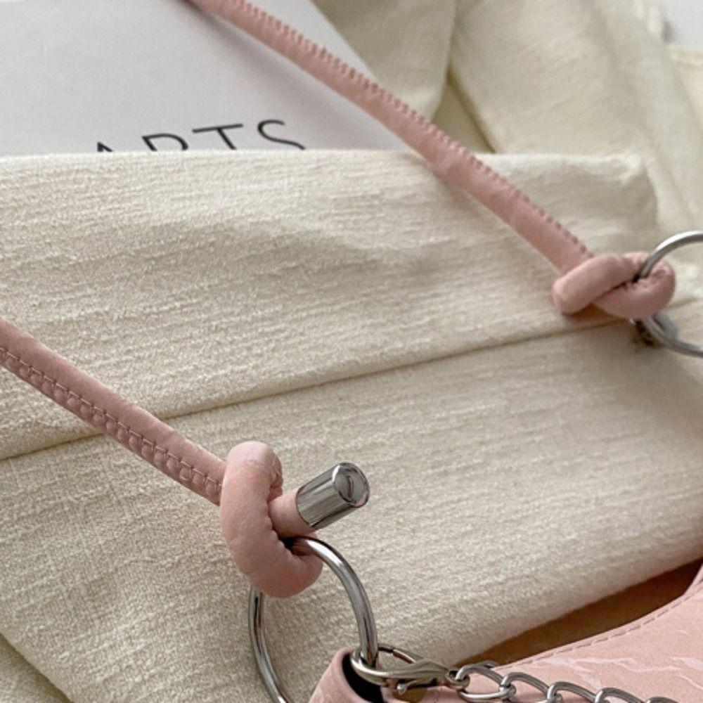 Metal Chain Simple Crossbody Bag Korean Style Shoulder Bag Portable Hobos Handbag  Shopping
