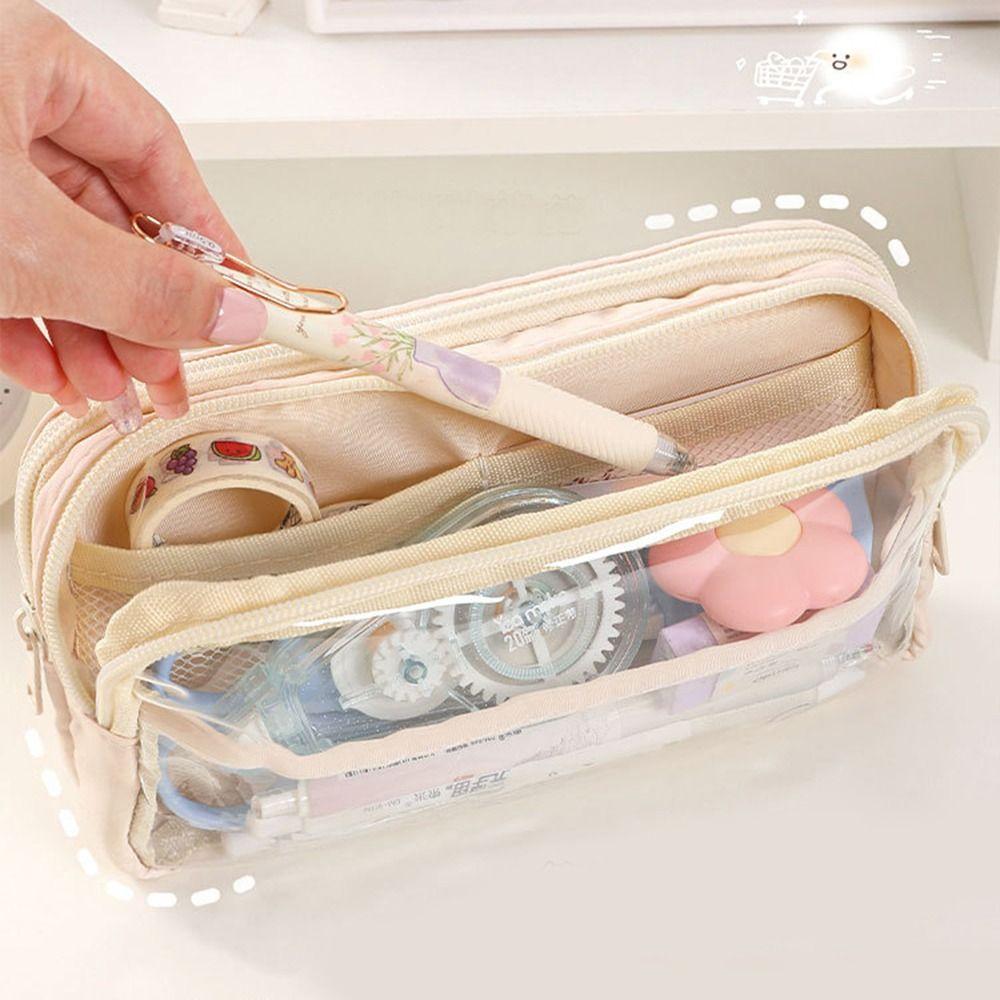 Емкость Прозрачная сумка для карандашей в корейском стиле Канцелярская сумка Держатель для карандашей Настольная сумка для хранения