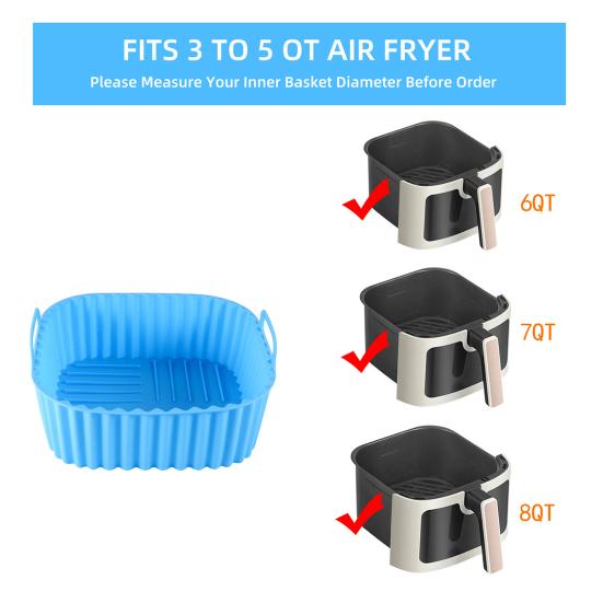 Square Air Fryer Liner Silicone Baking Mat 6.7 Inch Non-Stick