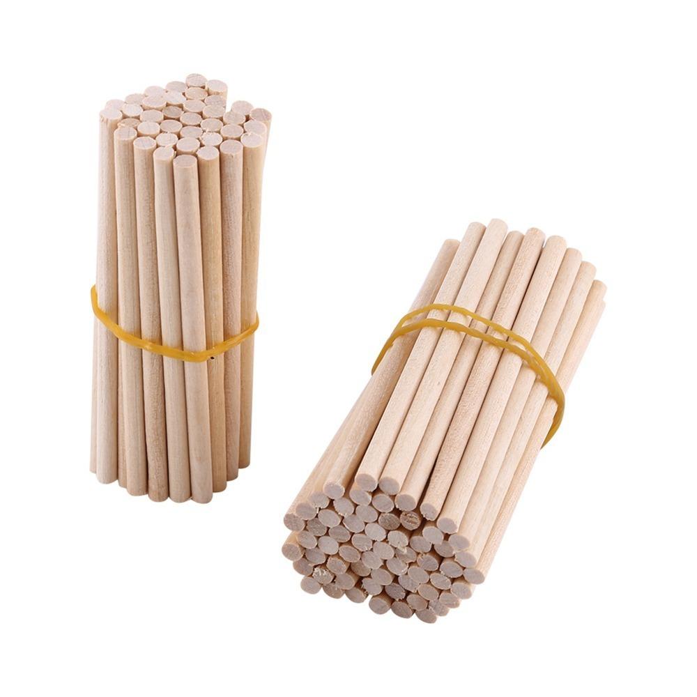 200pcs 1/8 x 3.94 Inch Round Wood Sticks Round Shape Hardwood Dowel Pins DIY Projects