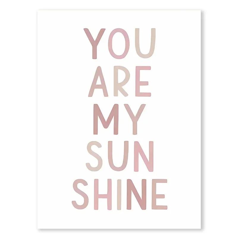 Pink Butterfly Wall Art Poster Nursery Canvas Print Painting Sun Rainbow Daisy Heart Posters Decor Kids Room Decorative Gift