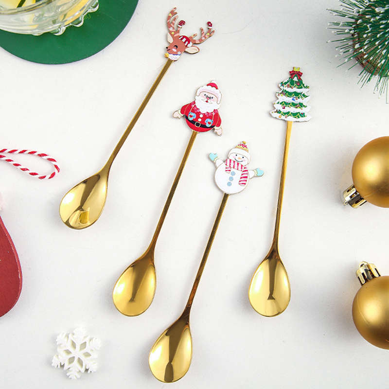 Stainless Steel Spoon Christmas Coffee Spoon Ice Cream Spoon Jam Spoon Dessert Spoon Christmas Gifts Kitchen Accessories