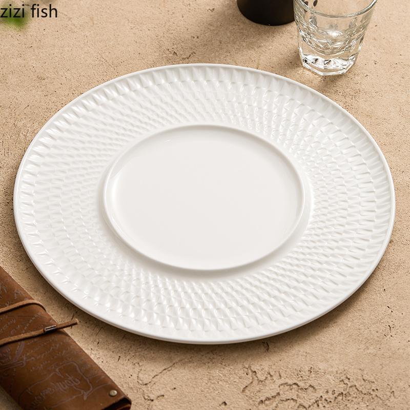 Relief Textured Ceramic Serving Plate Dessert Plate Sushi Plate Steak Pasta Plates Restaurant Molecular Food Creative Tableware