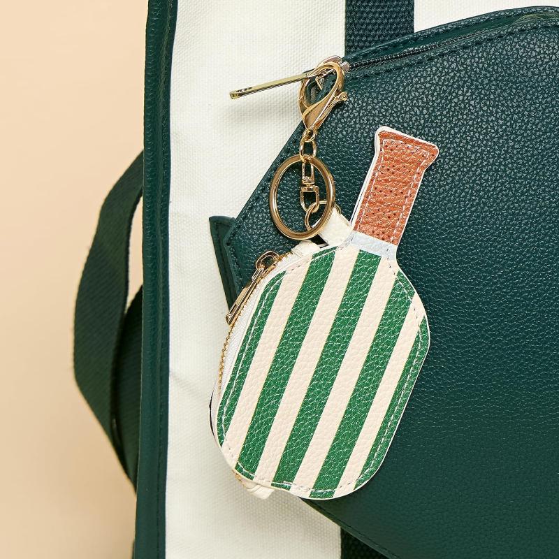 Sport Themed Mini Coin Purse Ball Shaped PU Leather Keychain for Athletes Gym Essentials