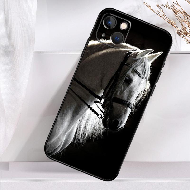 Черный Белый Лошадь Чехол Для Телефона iPhone 16 15 14 12 11 13 Pro Max 7 8 Plus X XR XS Max 13 12 Mini Cover
