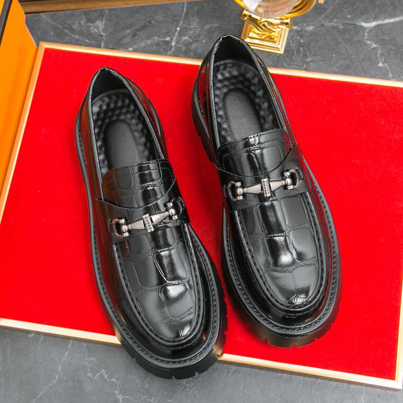Men's Shoes Large Size Four Seasons British Business Dress Leather Shoes Men's Fashion Versatile Platform Leather Shoes Gloafers