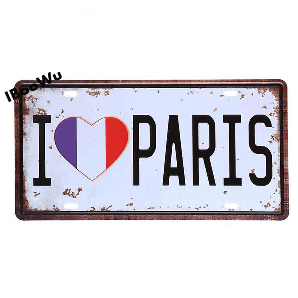 Worldwide Popular City License Plate Poster Vintage Wall Decor North America Metal Tin Sign Plaques Poster 15x30cm