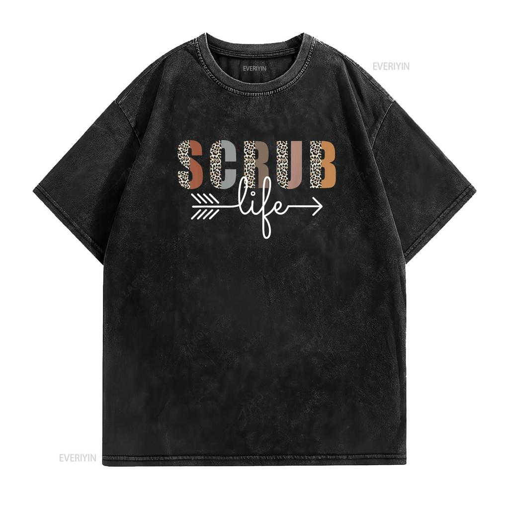 Nurse Leopard Scrub Life Nursing T Shirt Week vintage Washed Versatile fashion Slightly Soft Unisex designer clothes Stylish