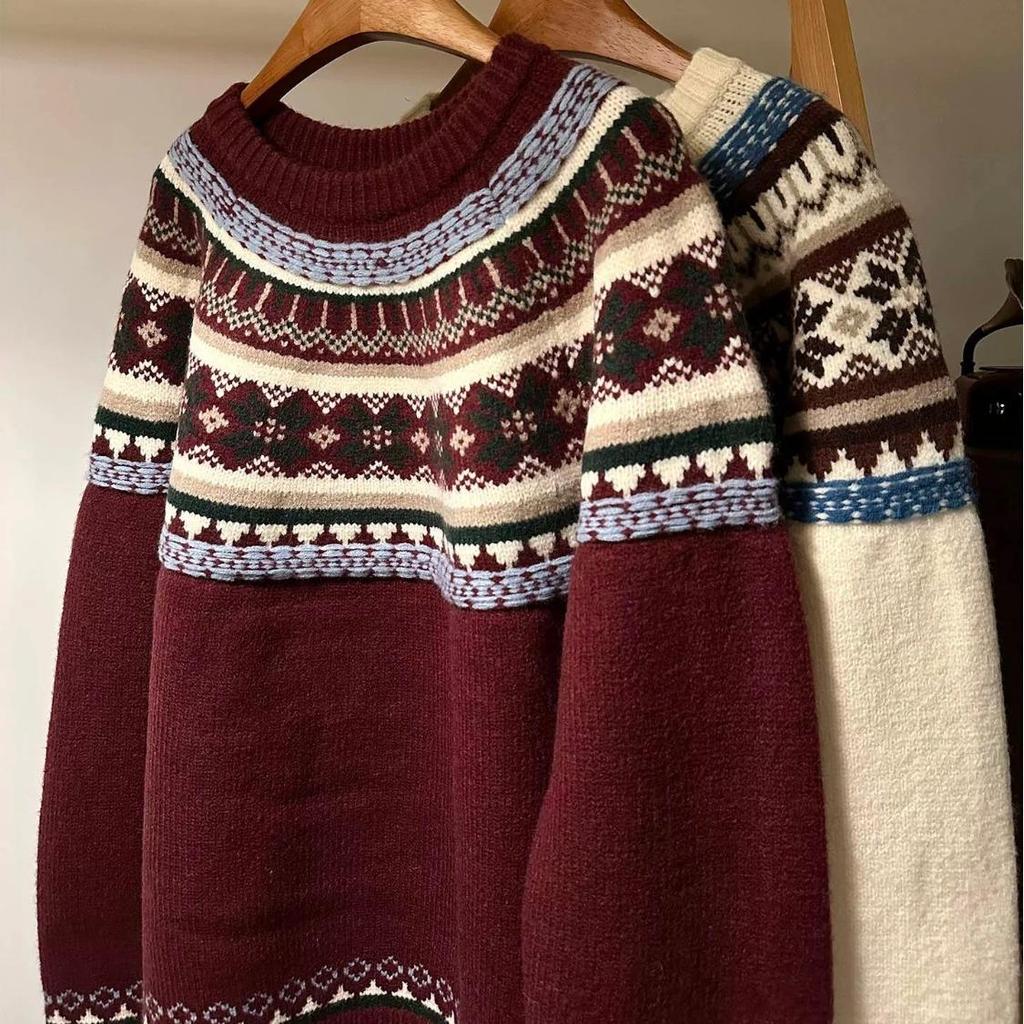Модный американский круглый свитер в стиле Fair Isle - Уютный осенне-зимний повседневный трикотаж для пар