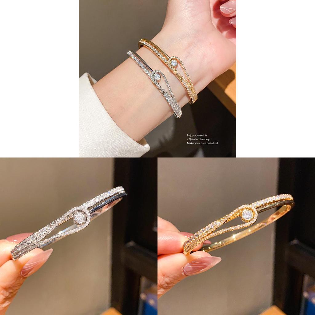 Минималистичный браслет-браслет с цирконом для женщин, ювелирное изделие с позолоченной медью