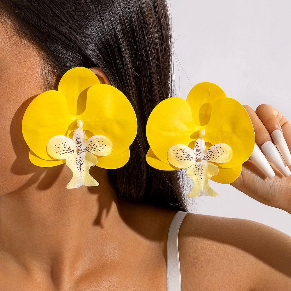 Simulated Flower Flower Earrings Exaggerated Flower Drop Earrings Butterfly Orchid Earrings Party
