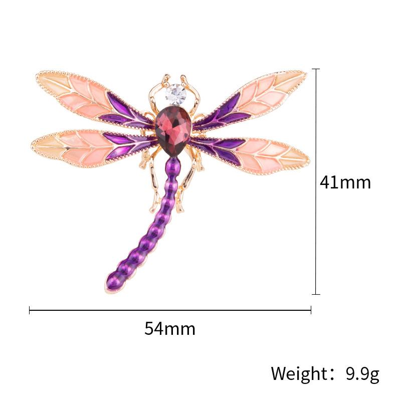 Модные броши в виде стрекозы для женщин, винтажные зеленые, фиолетовые эмалированные кристаллы, брошь в виде насекомых, булавки, ювелирные изделия в виде животных, украшения