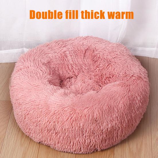 Успокаивающая лежанка для собак, моющаяся круглая мягкая собачья лежанка с нескользящим дном, пушистая плюшевая кровать из искусственного меха для маленьких, средних и больших собак, кошек