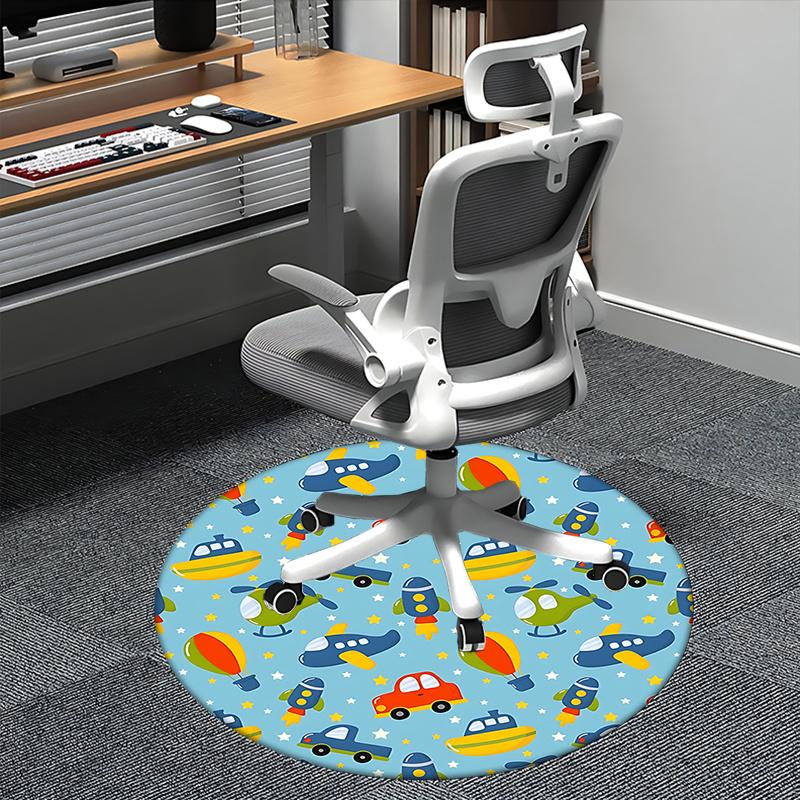 Colorful Transportation Office Carpet Chair Mats, Fun Vehicle Pattern for Home Decor, Office Use, and Gift Giving1118091a