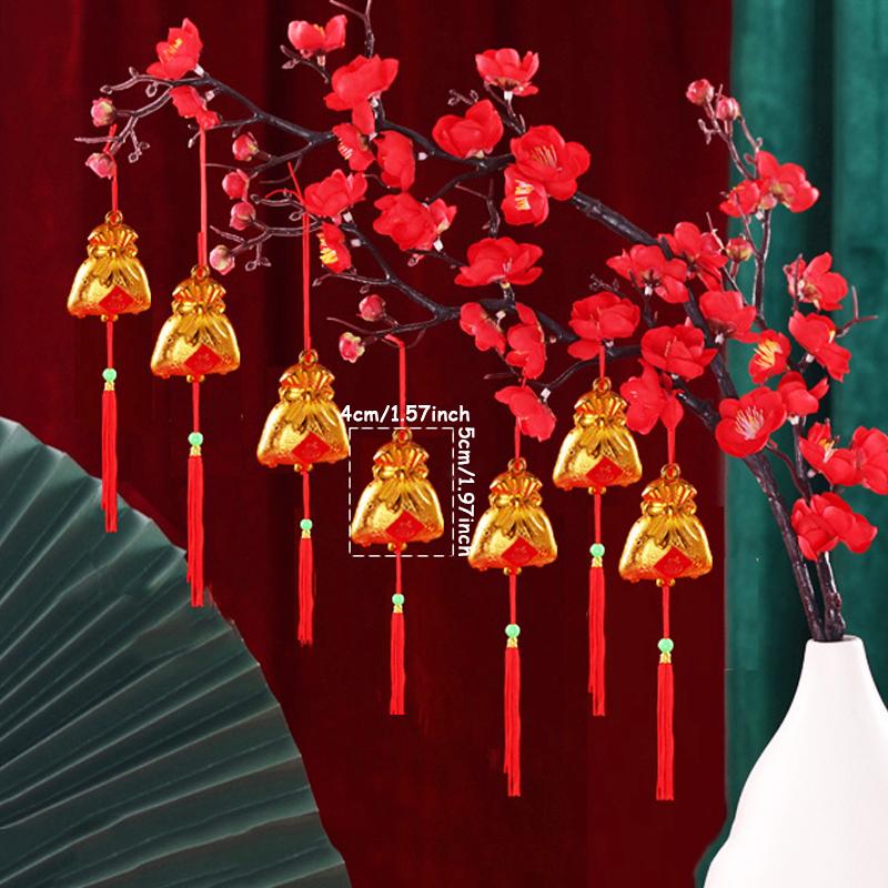 6pcs Chinese Spring Festival Wishes Pendant 2025 New Year Home Decoration Desktop Ornaments Red China Knot Hanging Party Supply