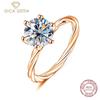 Twisted Wall Twist S925 Silver Ring For Women Plated With Pt950 Gold One Carat Zircon Ring