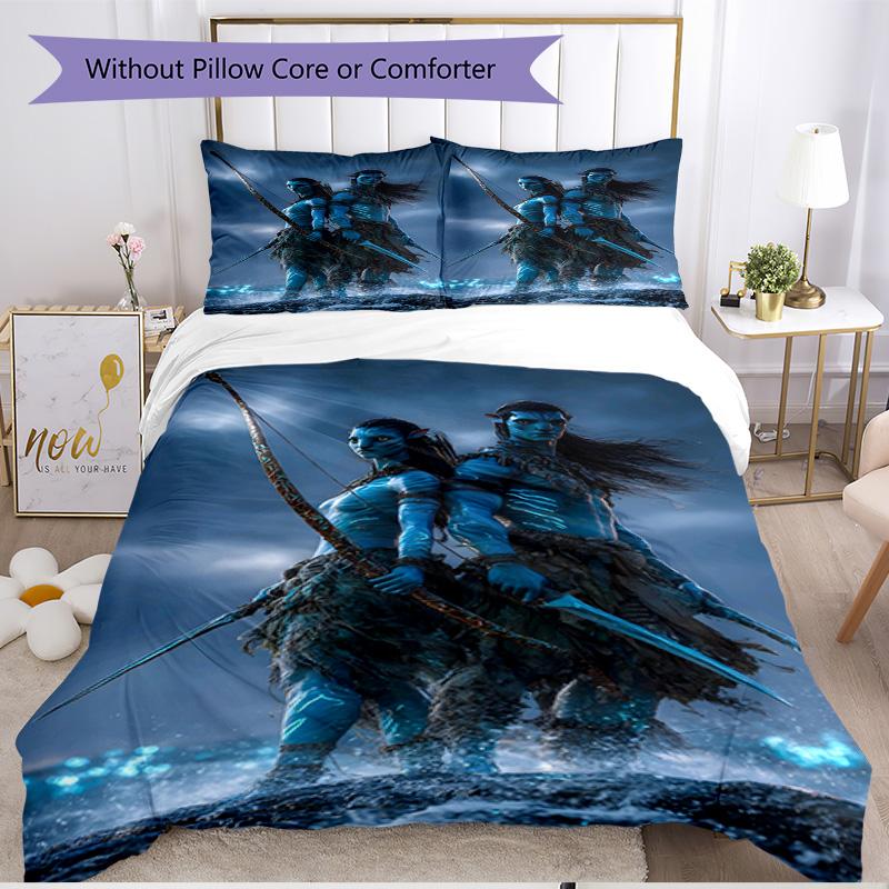 Комплект из 3 пододеяльников (1*Пододеяльник + 2*Наволочки, без сердцевины), Мягкий всесезонный комплект постельного белья с принтом Аватар, Декор для домашней спальни, Подарок