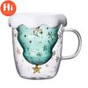 Hi Puntos 300ml Christmas Heat Resistant Double Wall Tea Coffee Glass Cup Mug Drinkware