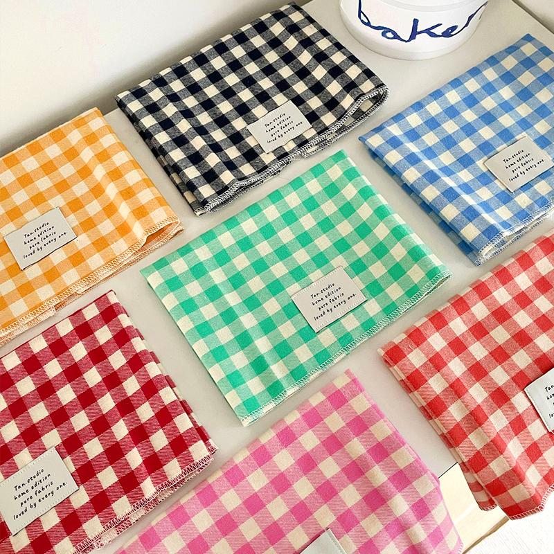 1PC Cotton Plaid Placemat Kitchen Decor Checkered Tablemats Ins Grid Series Meal Mat Photography Props 38x28cm
