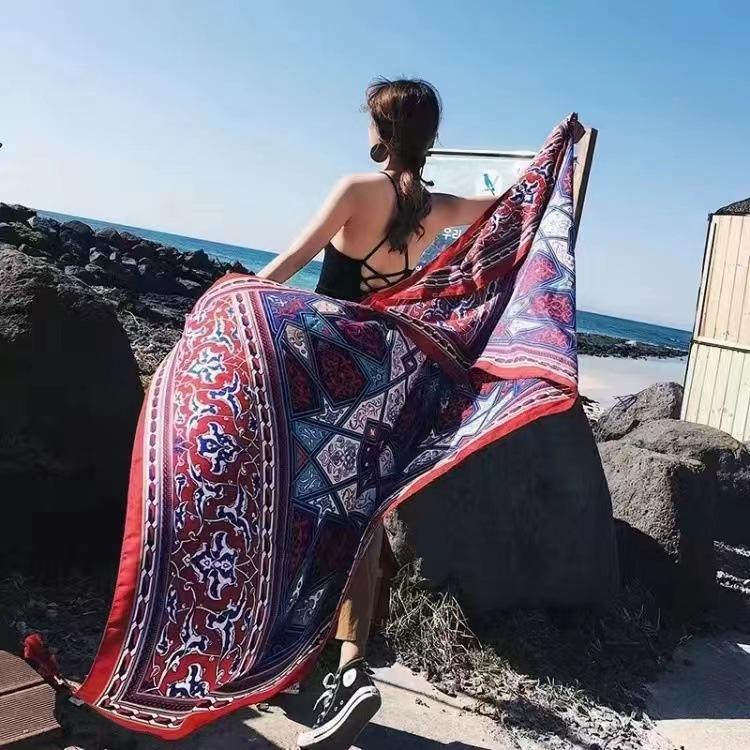 Thickened Women'S Travel Photography Shawl, Women'S Ethnic Style Scarf, Dual-Use Air-Conditioned Room Cloak