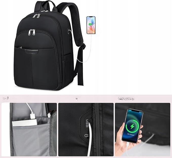 Newhey 15.6 inch Laptop Backpack with USB Port, Lightweight, Waterproof, Black