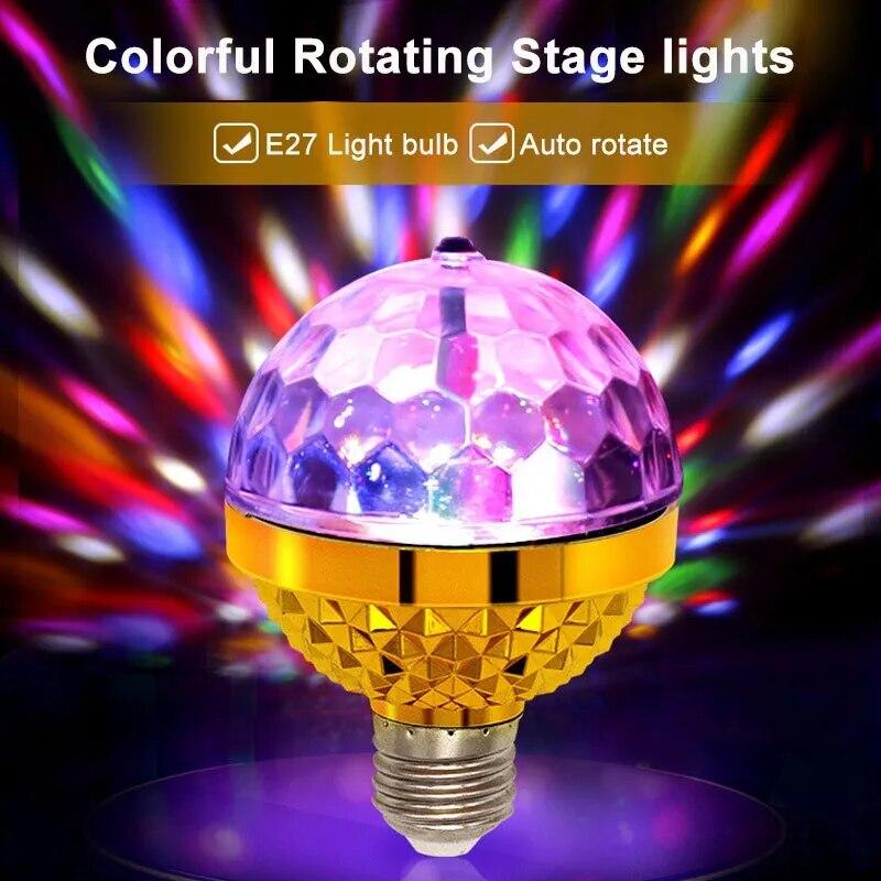 Красочный вращающийся магический шар LED сценический свет с цоколем E27 для динамичных партийных эффектов