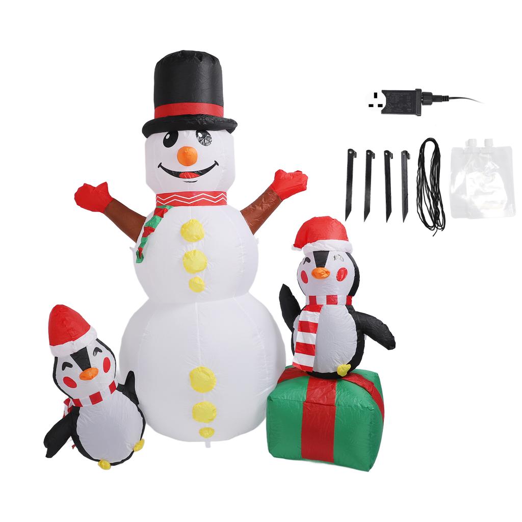 1.8m Xmas Inflatable Outdoor Snowman Penguin Combination Inflatable Blow Up Snowman Christmas Decoration IP44 Waterproof