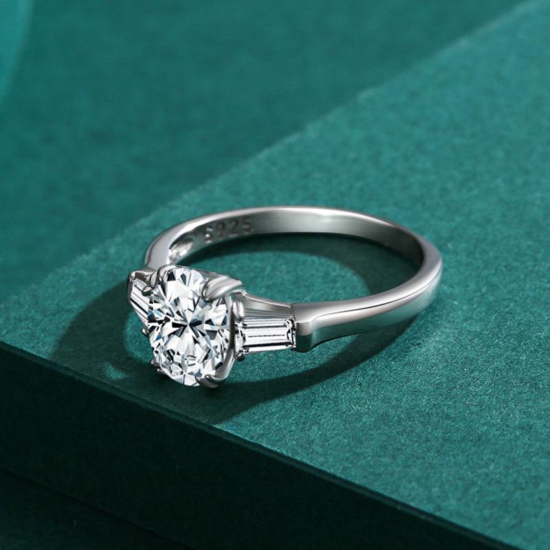 Tancise Classic 925 Sterling Silver Zircon Ring Ladies Jewelry Wedding Promise Party Gift